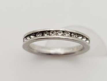 Sterling Silver Channel Set CZ Ring Ring Weighs 2.6 Grams Size 6