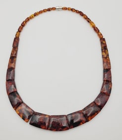 Jay King Sterling Silver Amber Bib Necklace Necklace Measures 16" Necklace Weighs 20 Grams
