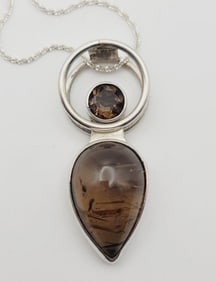 Charles Albert Sterling Smokey Quartz Necklace Necklace Measures 26" Necklace Weighs 29.6 Grams