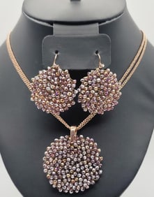 Kenneth Cole Rose Gold Tone Beaded Set Necklace Measures 18" Rose Gold Tone Metal