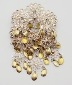 Vintage Sterling Silver Norwegian Filigree Brooch Brooch Weighs 16 Grams