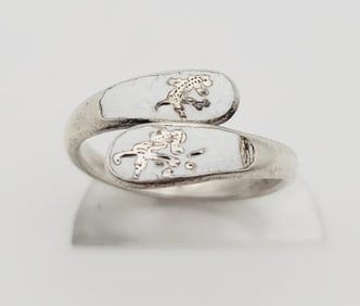 Siam Sterling Silver Enamel Wrap Ring Ring Weighs 2.8 Grams Size 6