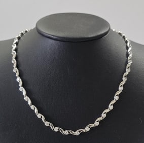 Sterling Silverg CZ Necklace Necklace weighs 28.1 Grams Measures 16"