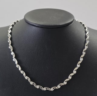 Sterling Silverg CZ Necklace Necklace weighs 28.1 Grams Measures 16" (1 of 6)