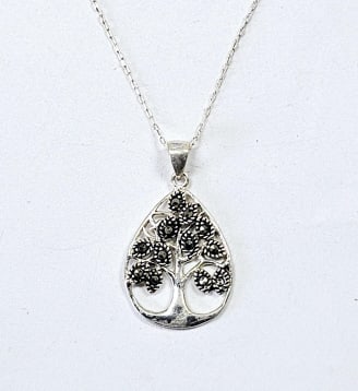 Sterling Silver Marcasite Tree of Life Necklace Necklace weighs 2.3 Grams Measures 22": Necklace weighs 2.3 Grams Measures 22"