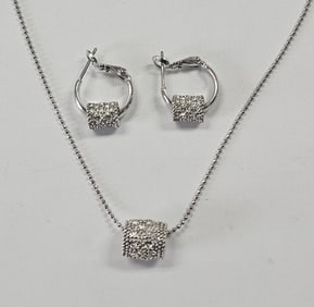 Lia Sophia Cantata Bel Aire Crystal Necklace & Necklace measures 18" Metal is silver tone.