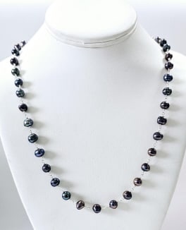 Sterling Natural Pearl Opera Length Necklace Necklace weighs 52.5 Grams Measures 48": Necklace weighs 52.5 Grams Measures 48"