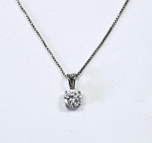Sterling Silver Fancy Round CZ Solitaire Necklace Necklace weighs 2.9 Grams Measures 18"