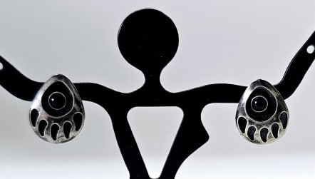 Vintage Sterling & Onyx Bear Claw Earrings USA Earrings weigh 1.0