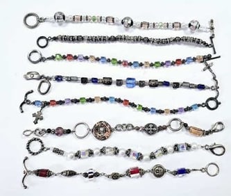 Collection of Silver Tone Crystal Bracelets Silver Tone