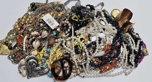Mystery Jewelry Lot OVER 5 LBS Great for resale, jewelry making and crafts. What will you find?