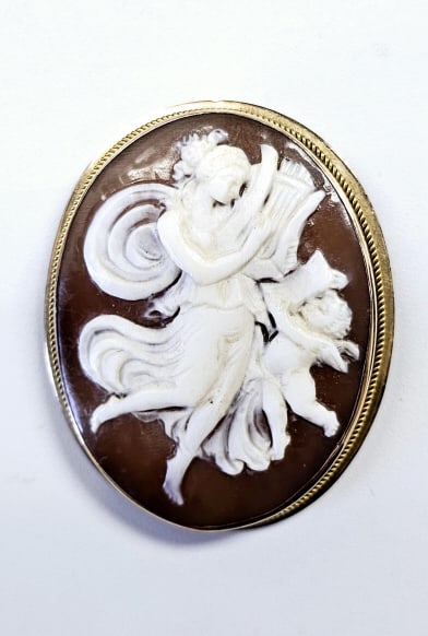 14K Victorian Dancing Muse Grace Shell Cameo Cameo weighs 6.8 (1 of 7)