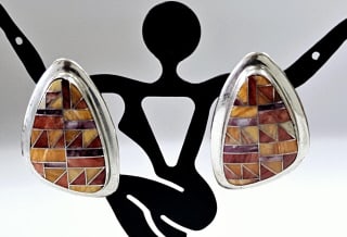 Jay King Sterling Spiny Oyster Inlay Earrings Earrings weigh 11.1 Grams