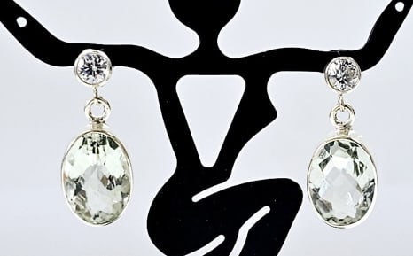 Sterling Silver Green Amethyst Earrings Earrings weigh 6.0 Grams: Earrings weigh 6.0 Grams