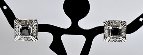 Sterling Silver Black Diamond 1.00 CTTW Earrings Earrings weigh 2.3 Grams