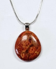 Barse Sterling silver Jasper Teardrop Necklace Necklace weighs 16.7 Grams Measures 20"