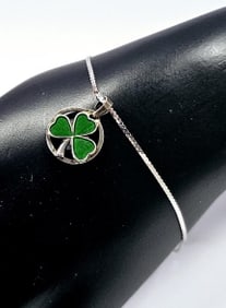 14K & Sterling Silver Shamrock Charm Bracelet Bracelet weighs 2.3