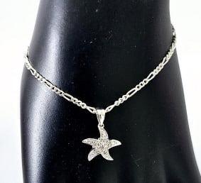 10K & Sterling Diamond Accent Ankle Bracelet Ankle Bracelet weighs 2.6