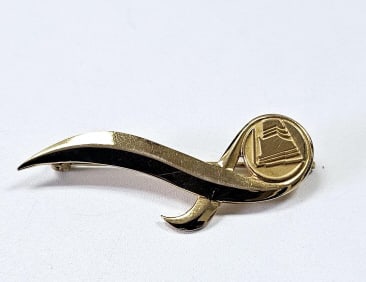 10K Yellow Gold Ribbon Brooch Pin weighs 5.8 Grams