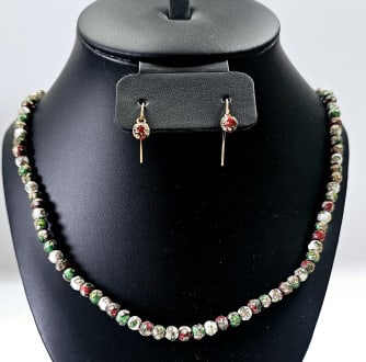 Vintage Cloisonne Necklace & Earrings Set weighs 26.4 Grams total Necklace measures 18": Set weighs 26.4 Grams total Necklace measures 18"