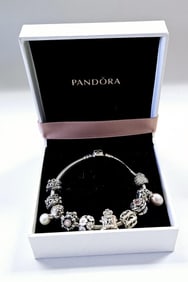 Authentic Pandora Sterling Silver Charm Bracelet Bracelet weighs 48.2 Grams