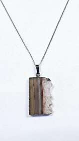 Geode Druzy Quartz Crystal Slice Necklace Necklace weighs 8.0