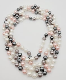 Jewel of the Sea Mother of Pearl Necklace Necklace Measures 63" Solid Chain, No Clasp