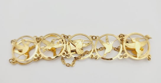 Vintage Wild Byrd Gold Plated Bracelet Bracelet Measures 6" Bracelet Weighs 7.6 Grams