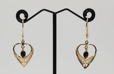 Sterling Silver Gold Plated Heart Earrings Earrings Weigh 3.2 Grams