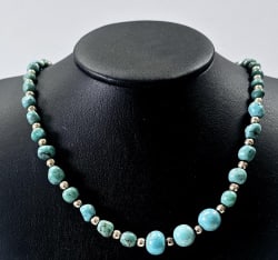 925 Sterling & Graduated Turquoise Bead Necklace Necklace weighs 26 TGW Necklace is 15"