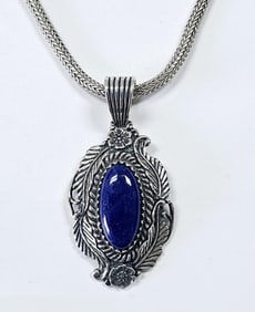 925 Sterling Lapis Lazuli Necklace Set weighs 54.9 TGW Necklace is 23" Marked 925 BA