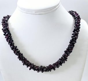 Vintage Garnet Gemstone Rope Necklace Necklace is 14" drop length.