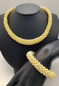 Honora Cluster Pearl Necklace & Bracelet Necklace is 17" Clasp is 925