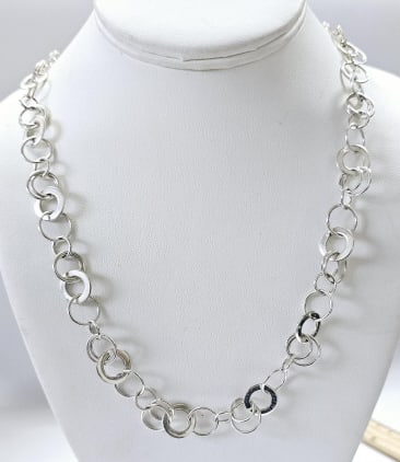 925 Sterling Open Circles Necklace Necklace is 30" Weighs 41.7 TGW (1 of 5)