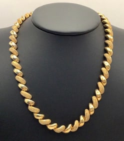 925 Vermeil Polished & Brushed Chunky Link Necklace Italy Necklace is 16" Necklace weighs 44.1 TGW