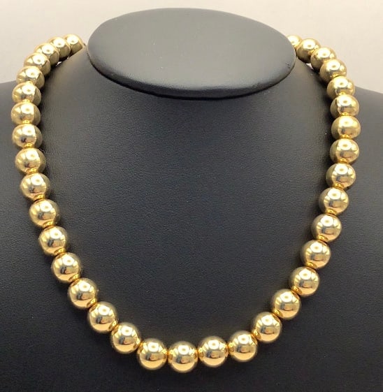 925 Vermeil Bead Ball Necklace Italy Necklace is 17" Necklace weighs 42.6 TGW (1 of 5)