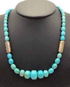 Jay King DTR 925 Sterling Turquoise Necklace Graduated Bead Necklace