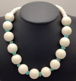 Sterling Natural White Coral & Turquoise Necklace Necklace is 17" Necklace weighs 119.9 TGW
