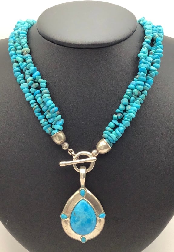 Carolyn Pollack Relios Turquoise 3 Strand Necklace Necklace is 17" & weighs 69.6 TGW: Necklace is 17" & weighs 69.6 TGW