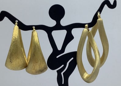 925 Vermeil Hoop Earrings Two Pairs Earrings weigh 13 Grams Total