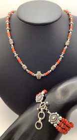 925 Coral Necklace & M Golan 925 Coral Bracelet Coral Bracelet Michael