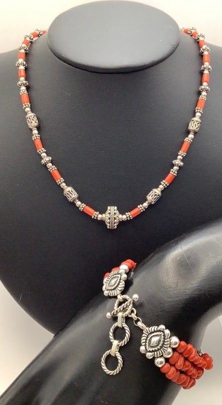 925 Coral Necklace & M Golan 925 Coral Bracelet Coral Bracelet Michael (1 of 10)