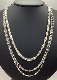 Set of 2 Milor 950 Sterling Necklaces Italy Longest necklace is 59" & weighs 8.6