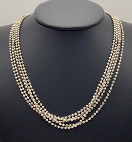 ESPO Stocko 925 Sterling 5 Strand Bead Necklace Snap Clasp Necklace
