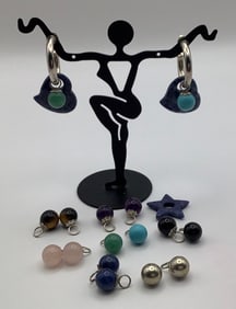 Assorted Stone Interchangeable Earrings Only one lapis