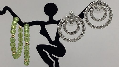14K Peridot Hoop & Silver Tone Norlan Miller CZ