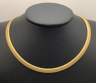 925 Vermeil Herringbone 18" Choker Necklace Necklace weighs 28.1