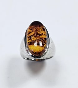925 Sterling Baltic Amber Ring Ring is size 9 & weighs 10.6 TGW