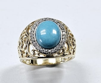 Ross Simons 925 Vermeil Filigree Turquoise Ring Ring is size 9 & weighs 6.1 TGW.