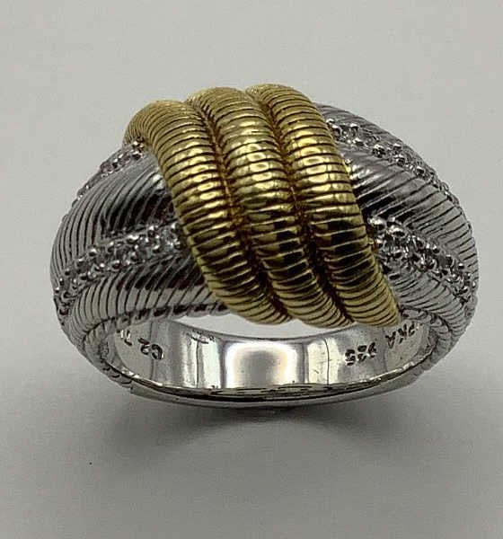 Judith Ripka 925 Sterling & Vermeil CZ Ring Size 9 Ring weighs 12.6 TGW (1 of 9)